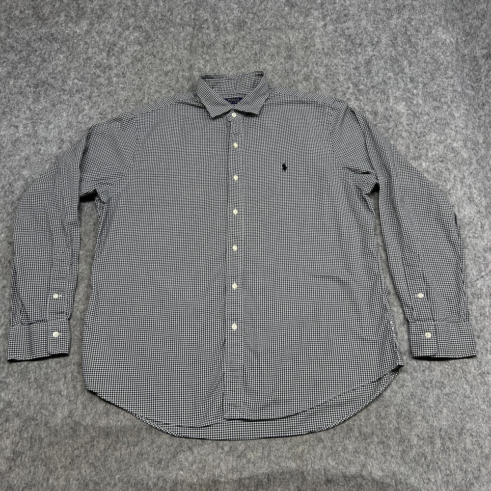 Polo Ralph Lauren Shirt Mens XL Black White Check Long Sleeve Button Preppy Pony